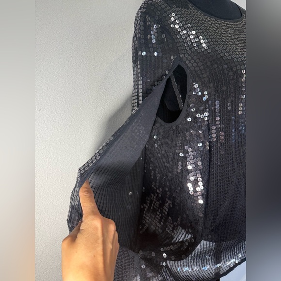 DKNY Black Sequin Women's elegant cape blazer - Picture 3 of 13